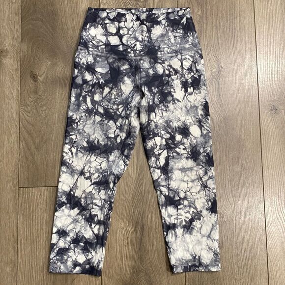 Lululemon Wunder Under Hi-Rise 17” Dual Shibori Antique White Cement Grey Size 2 - Picture 1 of 11